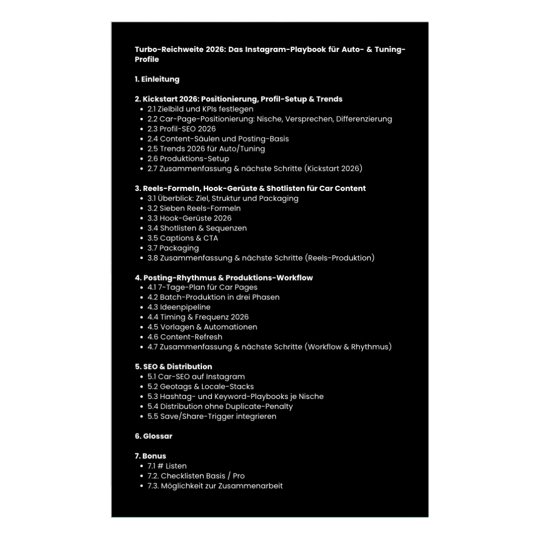 Inhaltsverzeichnis Turbo Reichweite